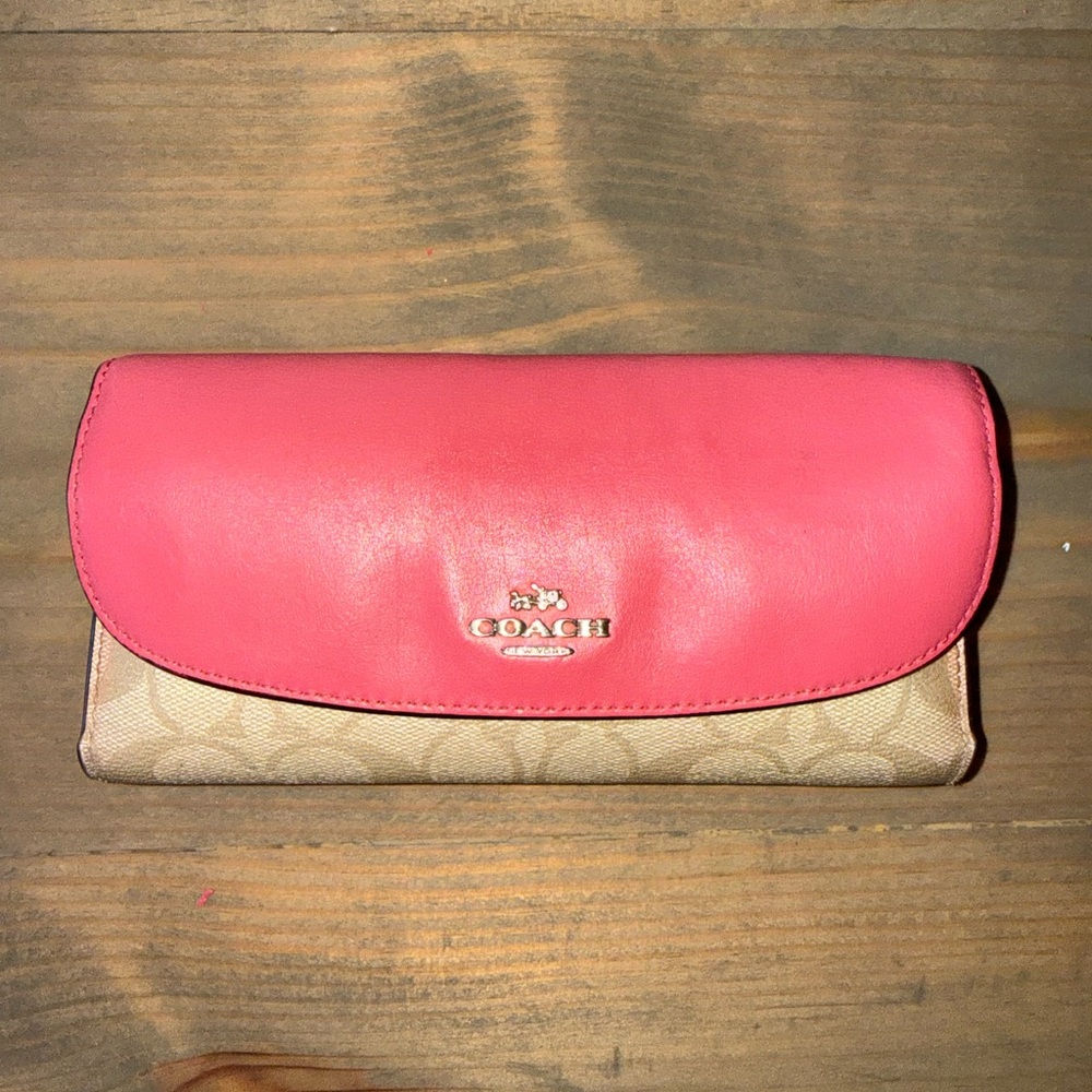 USED Coach Pink and Tan Wallet and matching Purse